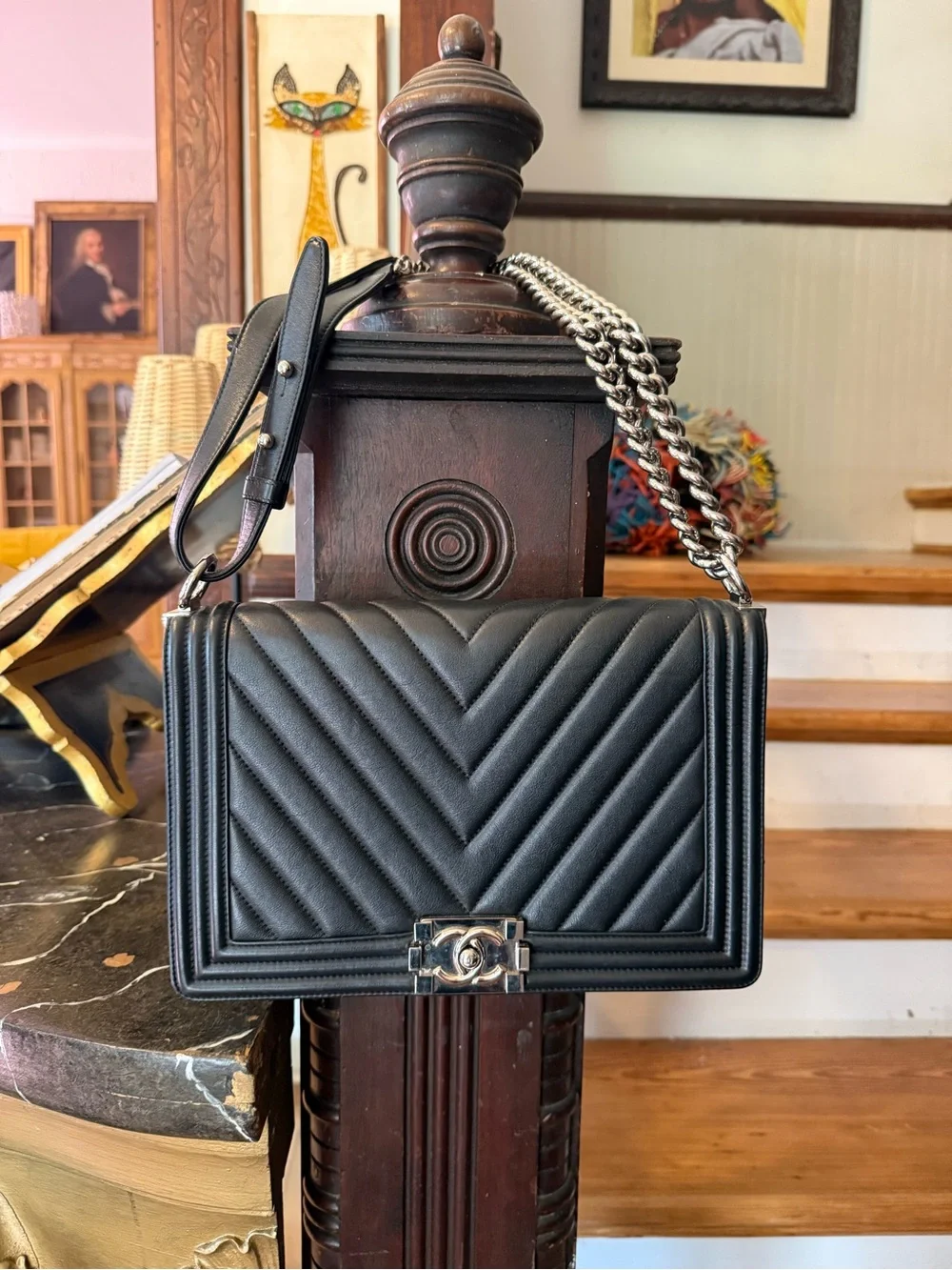 🎉🎉🎉Chanel Black Boy Bag with Silver Hardware. Karl Lagerfeld Design 🩶🩶🩶